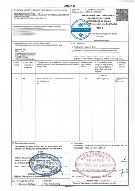 Certificate of Origin Certificate of Origin